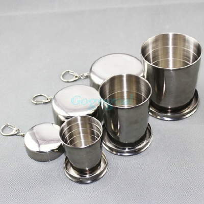 Stainless Portable Collapsible Folding Drink Cup Outdoor Travel Camping Keychain[01010286]